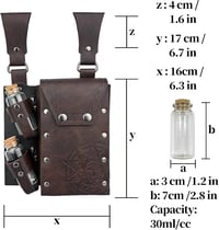 HiiFeuer Középkori Alkimista Műbőr Övtáska 4 Parafa Varázsital Üveggel - Barna Fantasy Varázsló Derékzsák LARP Rendezvényekhez

AI: I've cre 2