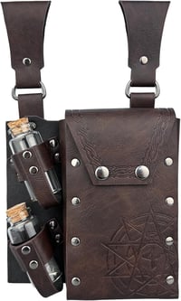 HiiFeuer Középkori Alkimista Műbőr Övtáska 4 Parafa Varázsital Üveggel - Barna Fantasy Varázsló Derékzsák LARP Rendezvényekhez

AI: I've cre 1