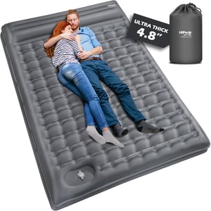 HiiPeak samonapuhujući kamperski madrac za dvije osobe, debljine 12 cm, s ugrađenim jastukom - 140x200 cm