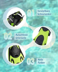 Labe de înot reglabile Hikeen – labe scurte pentru adulți cu călcâi deschis, labe de scufundări unisex cu plasă de transport, mărimea 37-41 (UE) 4