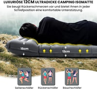 HIKENTURE 12 cm Önfelfújó Kétszemélyes Kemping Matrac Lábpumpával 4