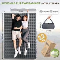 HIKENTURE Kétszemélyes Kempingmatrac 6.2 R-Értékkel - 8 cm Vastag Felfújható Matrac 140x200 cm, 4 Évszakos Túramatrac Kempingezéshez, Túrázá 5