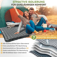 HIKENTURE Kétszemélyes Kempingmatrac 6.2 R-Értékkel - 8 cm Vastag Felfújható Matrac 140x200 cm, 4 Évszakos Túramatrac Kempingezéshez, Túrázá 2