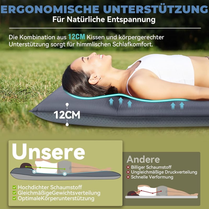 HIKENTURE önfelfújó kemping matrac elektromos pumpával 8cm vastag
