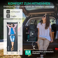 HIKENTURE Önfelfújó Kempingmatrac 10 cm Vastag, Memory Foam Túramatrac 200 kg Teherbírással, Sötétszürke Hálózsák Alátét Túrázáshoz, Kemping - Darkgray 5