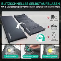 HIKENTURE Önfelfújó Kempingmatrac 10 cm Vastag, Memory Foam Túramatrac 200 kg Teherbírással, Sötétszürke Hálózsák Alátét Túrázáshoz, Kemping - Darkgray 4