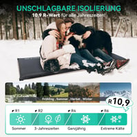 HIKENTURE Önfelfújó Kempingmatrac 10 cm Vastag, Memory Foam Túramatrac 200 kg Teherbírással, Sötétszürke Hálózsák Alátét Túrázáshoz, Kemping - Darkgray 3