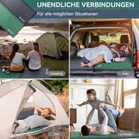 HIKENTURE Önfelfújó Kempingmatrac 5 cm Vastag, Kétszeleppel, Sötétzöld Habszivacs Matrac Kempingezéshez, Túrázáshoz, Kültéri Alváshoz, 192x7 6
