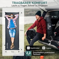 HIKENTURE Önfelfújó Kempingmatrac 5 cm Vastag, Túrázáshoz, Kültéri Alváshoz - Csúszásgátló PVC Habszivacs Matrac 150 kg Teherbírással, Sötét - Darkgray 5