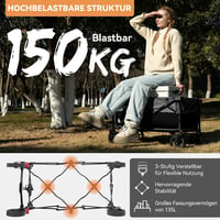 HIKENTURE összecsukható kézikocsi 135 l, 150 kg teherbírás 3