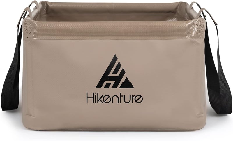 HIKENTURE összecsukható vödör 15L/20L kempinghez, horgászathoz, mosáshoz - 15L, Square Khaki