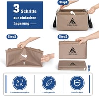 HIKENTURE összecsukható vödör 15L/20L kempinghez, horgászathoz, mosáshoz - 15L, Square Khaki 4