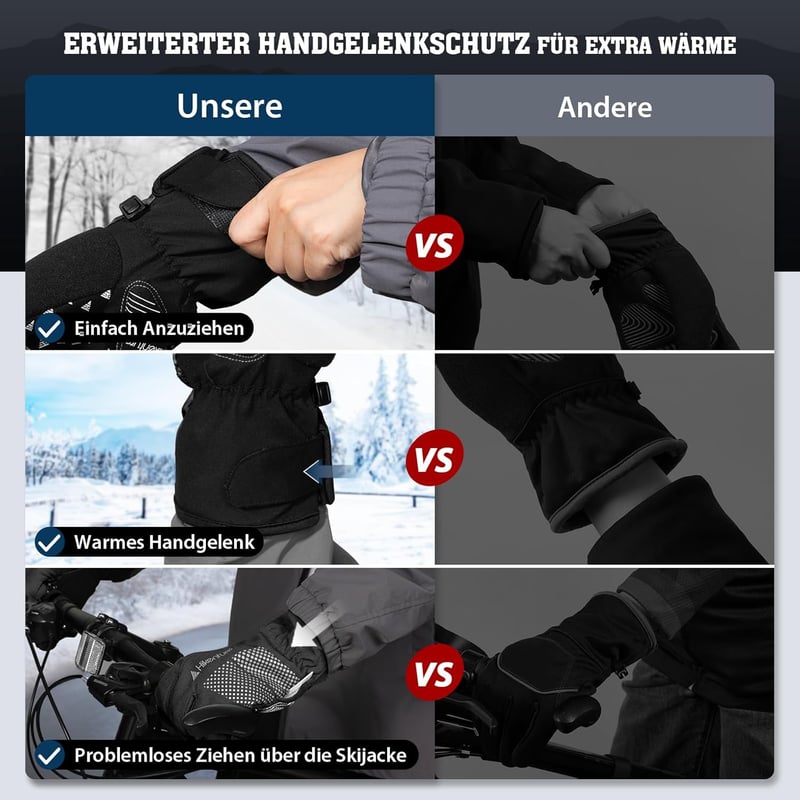 HIKENTURE téli kesztyű 3M Thinsulate, vízálló touchscreen, kerékpározáshoz