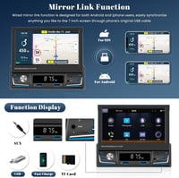 Hikity 1 DIN Autórádió 7" Kihúzható Érintőképernyővel - Vezeték Nélküli CarPlay, Android Auto, Bluetooth, FM/AM, USB, Tolatókamera 6