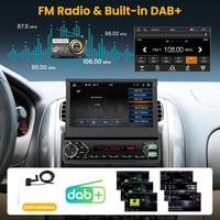 Hikity 1 DIN DAB Autórádió 7" Kihajtható Érintőképernyő Carplay Android Bluetooth 2