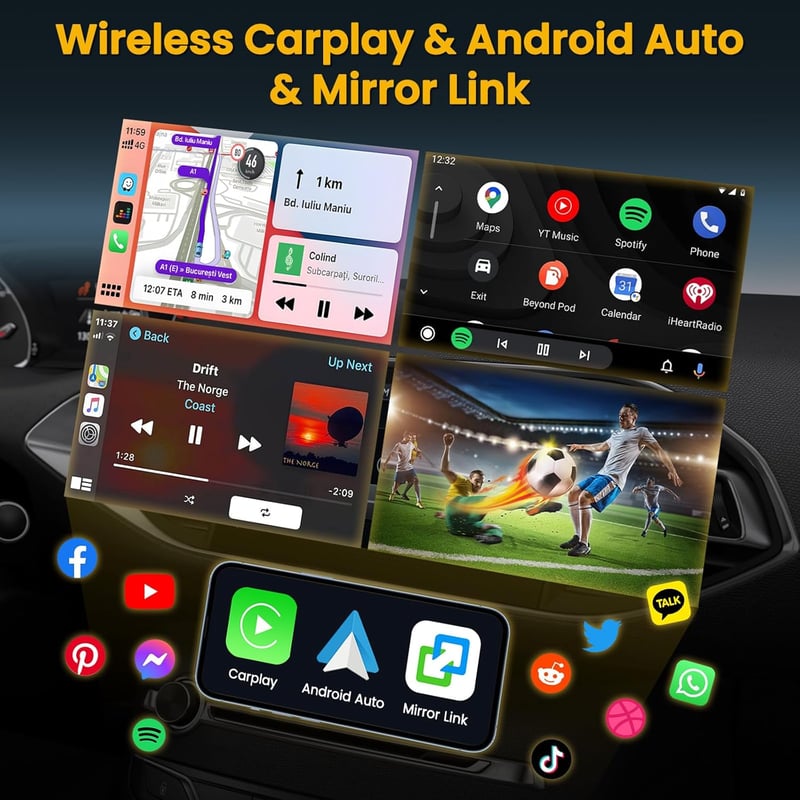 Hikity 1 DIN DAB Autórádió 7" Kihajtható Érintőképernyő Carplay Android Bluetooth