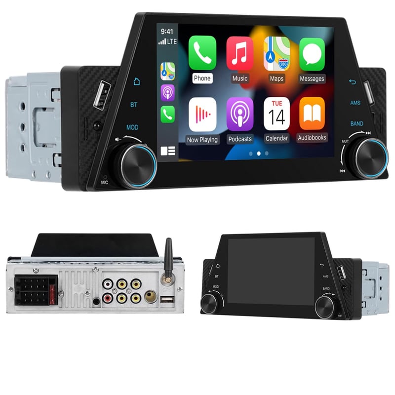 Hikity 1DIN auto radio s 5" zaslonom osjetljivim na dodir, bežični CarPlay, Android Auto, Bluetooth