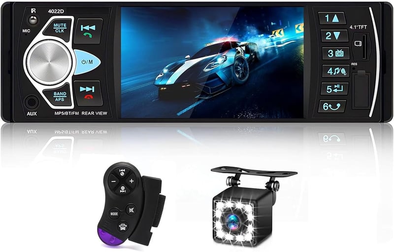 Hikity 1DIN autórádió Bluetooth, 4,1" TFT kijelző, FM, USB, AUX, TF, tolatókamera
