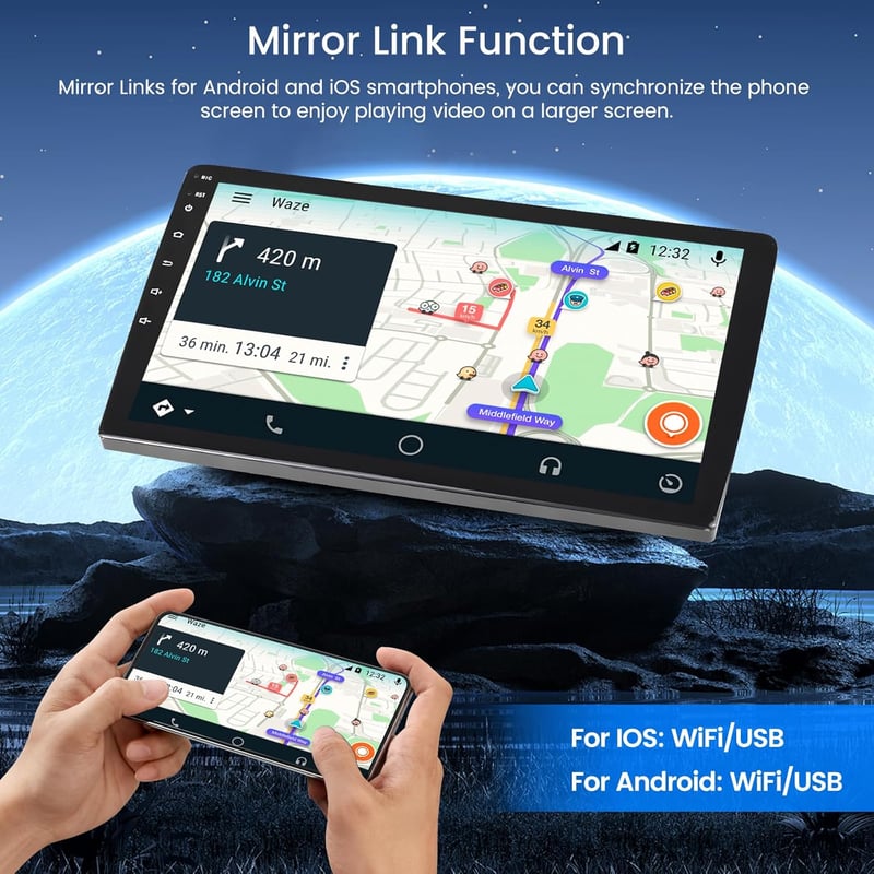 Hikity 2+64GB Android Autórádió Renault Kangoo 2013-2020 és Nissan NV250 2013-2021 - 9" Érintőképernyő, Vezeték Nélküli CarPlay, Bluetooth, 