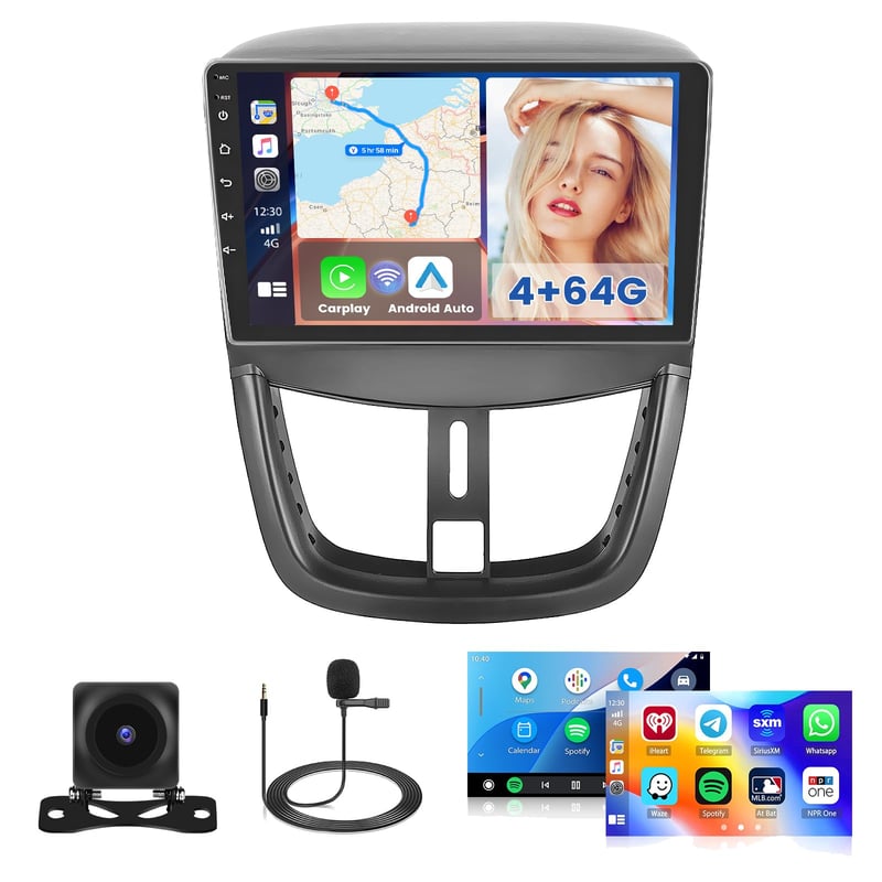 Hikity 4G+64G Android 15 Autórádió Peugeot 207 2006-2015 - 9 Colos Érintőképernyős Multimédia Lejátszó GPS Navigációval