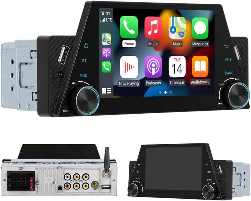 Hikity 5" Autórádió 1DIN Wireless CarPlay Android Érintőképernyős Bluetooth