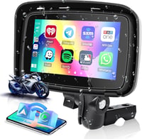 Hikity 5" Vízálló Motoros CarPlay Monitor - Kettős Bluetooth, Navigáció, Siri Támogatás, TF/USB Csatlakozás, Hordozható Autórádió Motorkerék 1