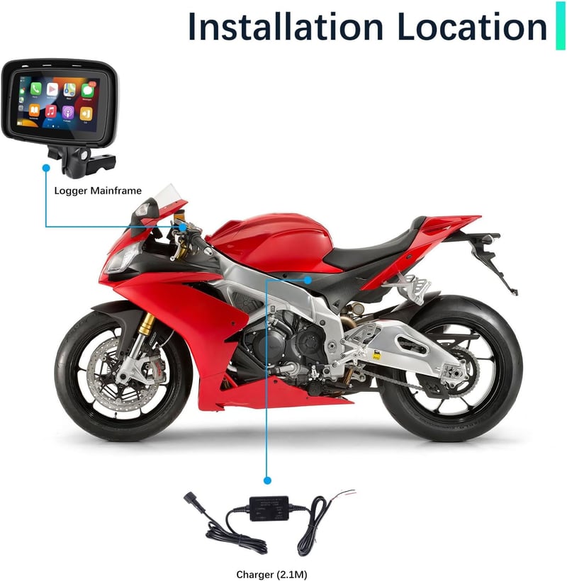Hikity 5" Vízálló Motoros CarPlay Monitor - Kettős Bluetooth, Navigáció, Siri Támogatás, TF/USB Csatlakozás, Hordozható Autórádió Motorkerék