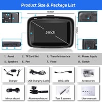 Hikity 5" Vízálló Motoros CarPlay Monitor - Kettős Bluetooth, Navigáció, Siri Támogatás, TF/USB Csatlakozás, Hordozható Autórádió Motorkerék 6