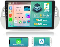 Hikity 8 magos Android autórádió Fiat 500 (2007-2015) - 4G+64GB, 9"-os érintőkijelző, vezeték nélküli CarPlay 1