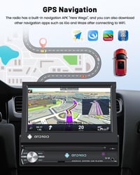 Hikity Android 1 DIN Autórádió 7" Kihúzható Érintőképernyővel - 2GB RAM, 64GB, GPS, WiFi, DAB+, Bluetooth, FM, Tolatókamera 2