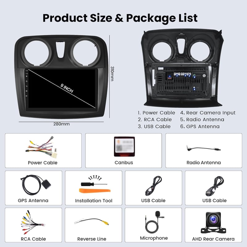 Hikity Android 15 Autórádió 9" CarPlay Renault Dacia Sandero II 2012-2019