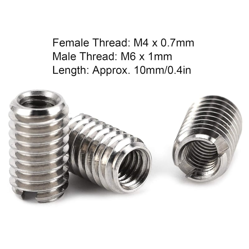 Hililand M4 x 0.7 mm - M6 x 1 mm Rozsdamentes Acél Menetes Szűkítő Anya Számítógépekhez, Lámpákhoz és Gépekhez - 10 db Csomag