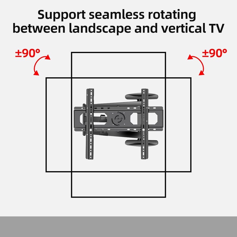HILLPORT DY4080 TV Fali Tartó 40-80 Colos Készülékekhez, 90° Forgatható Konzol 820 mm Extra Hosszú Karral, 50 kg Teherbírás, VESA 600x500