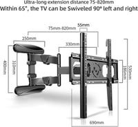 HILLPORT DY4080 TV Fali Tartó 40-80 Colos Készülékekhez, 90° Forgatható Konzol 820 mm Extra Hosszú Karral, 50 kg Teherbírás, VESA 600x500 4