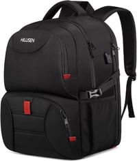 HILUSEN 50L Férfi Hátizsák USB Töltőporttal, 17.3" Laptop Táska, Utazás és Munka - Black 1