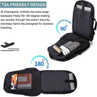 HILUSEN 50L Férfi Hátizsák USB Töltőporttal, 17.3" Laptop Táska, Utazás és Munka - Black 6
