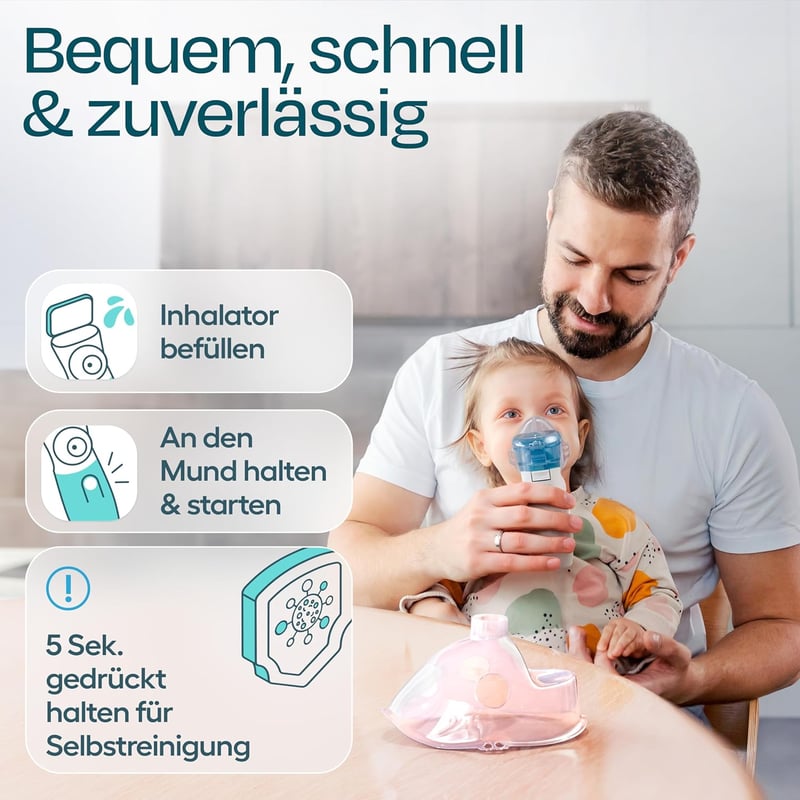 HIMMELSHAUCH MEDICAL Ultrahangos Inhalátor - Csendes Porlasztó Felnőtteknek és Gyermekeknek, Maszk Szettel, Kompakt Méretű, Hordozható