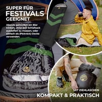 HIMMELSZELT XXL Hálózsák 4 Évszakos Kültéri Kemping -5°C/+10°C Vízlepergető Technológia 220x85cm Fekete-Zöld Túrázás Fesztivál Horgászat 9