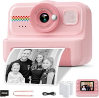 HiMont Gyermek Instant Fényképezőgép 1080P - 32GB Kártyával és 3 Tekercs Nyomtatópapírral, Rózsaszín Digitális Kamera 3-12 Éves Gyerekeknek 1