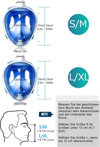 HINATAA 180° teljes arcú snorkel maszk, anti-fog, szivárgásmentes, állítható fejpánttal 7