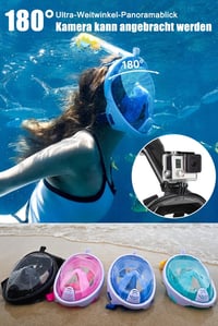 HINATAA 180° teljes arcú snorkel maszk, anti-fog, szivárgásmentes, állítható fejpánttal 2