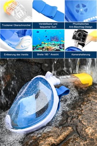 HINATAA 180° teljes arcú snorkel maszk, anti-fog, szivárgásmentes, állítható fejpánttal 4