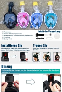 HINATAA 180° teljes arcú snorkel maszk, anti-fog, szivárgásmentes, állítható fejpánttal 5