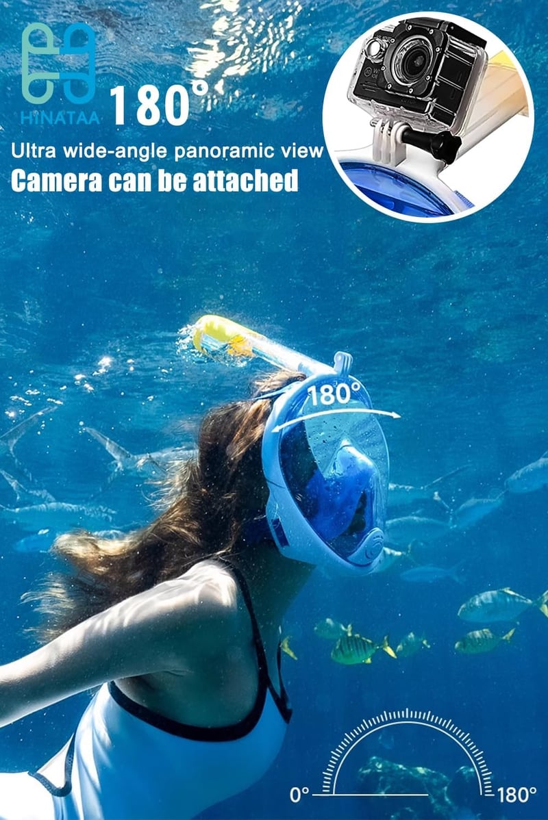 HINATAA 180° teljes arcú snorkel maszk légzésbarát anti-köd szivárgásmentes