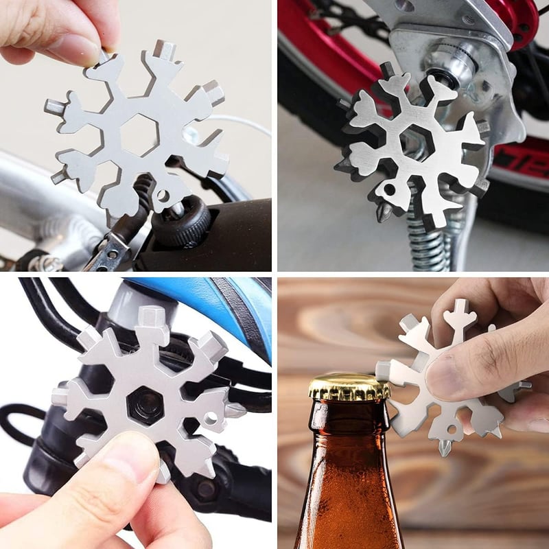 Hinshark 18-az-1-ben Hópehely Multitool - Rozsdamentes Acél Zsebszerszám Kulcstartóval, Csavarhúzó Olló Síppal