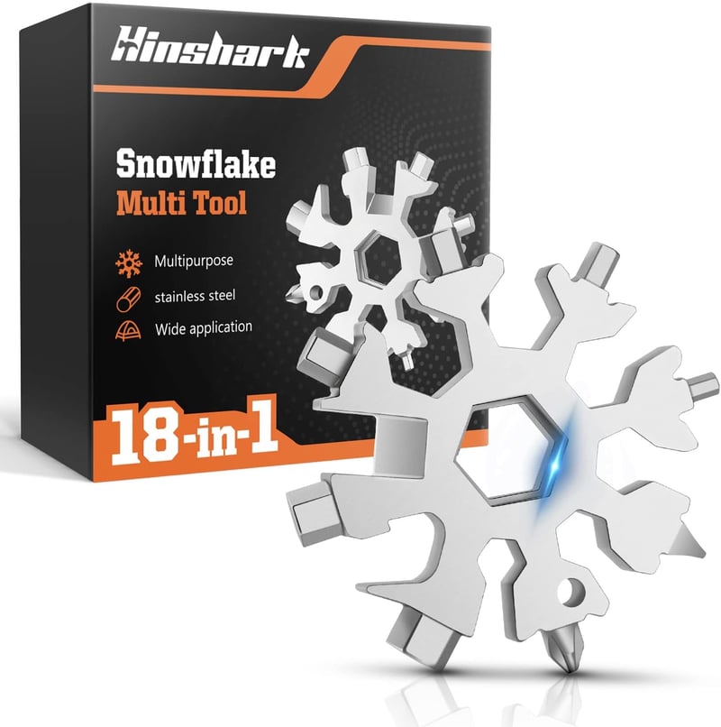 Hinshark 18-az-1-ben Hópehely Multitool - Rozsdamentes Acél Zsebszerszám Kulcstartóval, Csavarhúzó Olló Síppal