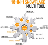 Hinshark 18-az-1-ben Hópehely Multitool - Rozsdamentes Acél Zsebszerszám Kulcstartóval, Csavarhúzó Olló Síppal 4