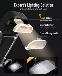 Lampă de citit HIONXMGA cu clips, protecție pentru ochi, 3 temperaturi de culoare și reglare continuă a luminozității, lampă de citit reîncărcabilă pentru cărți, pentru copii, negru 4