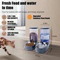 Hipidog Automata etető és itató kis és közepes háziállatoknak, 3.8L, utazó tápadagoló, vízadagoló, szürke kutyáknak macskáknak 2
