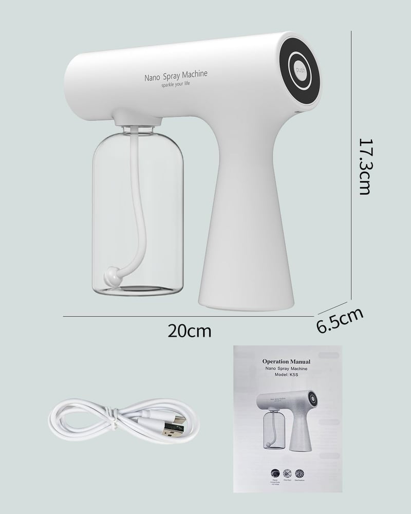 Hipoten Elektromos Fertőtlenítő Spray 380ml - Újratölthető Nano Párásító Készülék Kék Fénnyel, Vezeték Nélküli ULV Porlasztó Otthoni és Kült